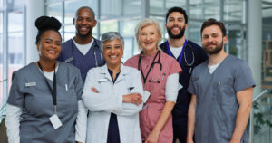 diverse healthcare team smiling